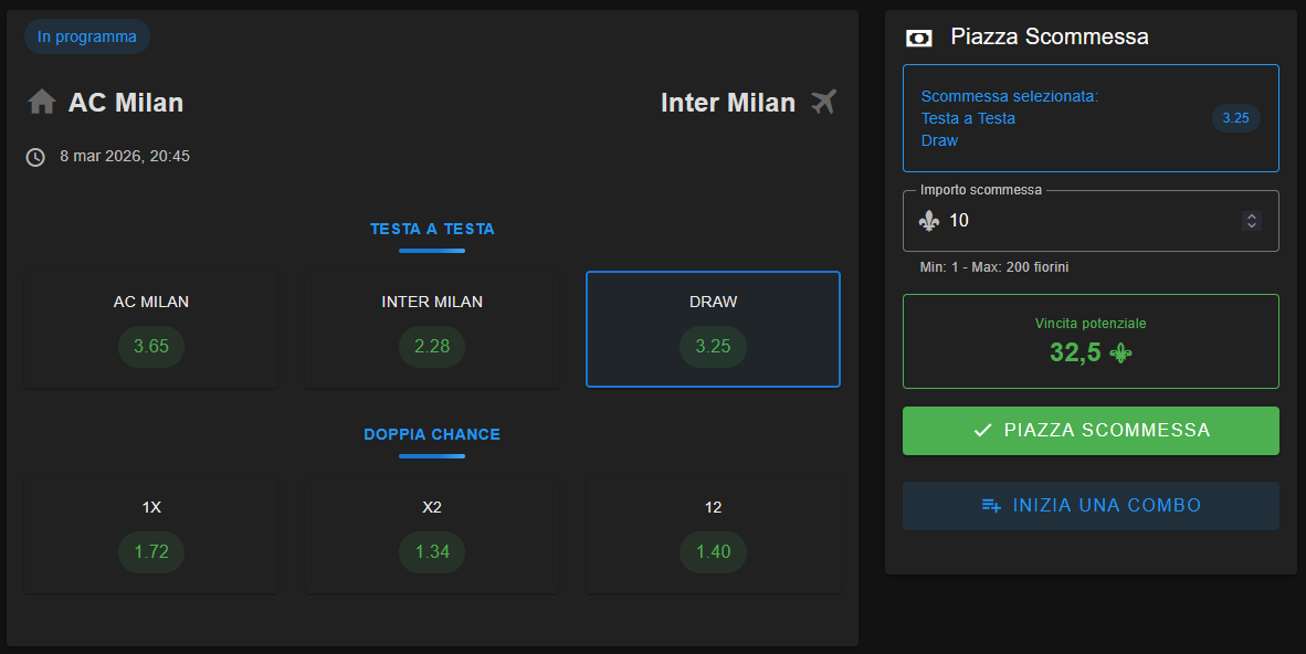 Bet Sandbox - piazza scommessa